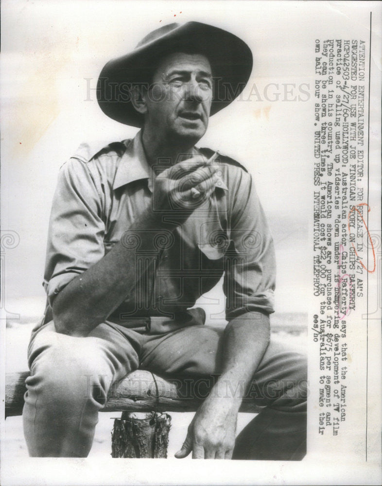 1960 Press Photo Australian Actor Chips Rafferty - Historic Images