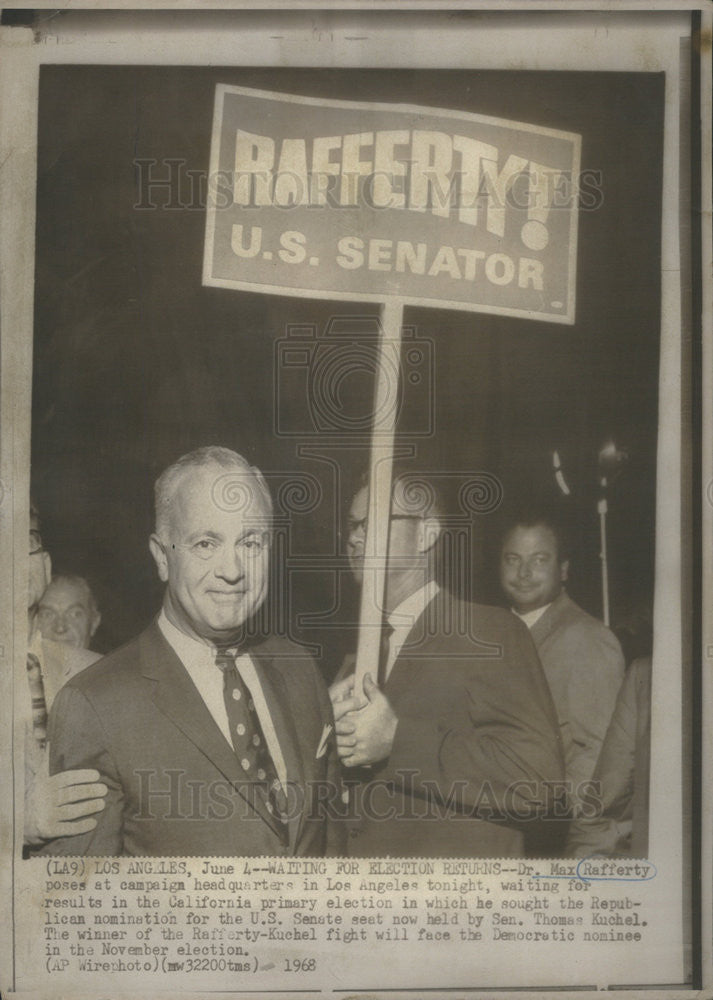 1968 Press Photo Dr Max Rafferty California Election Republican Nomination - Historic Images