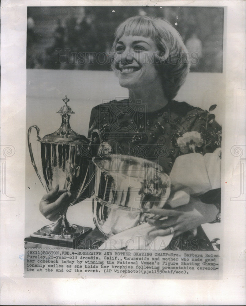 1962 Press Photo Mrs Barbara Roles Pursley wins Natl  Womens Figure Skating - Historic Images