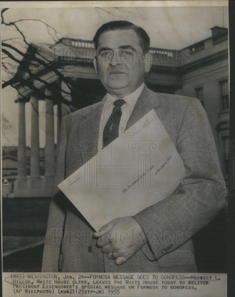 1955 Press Photo Herbert L. Miller White House Clerk President Eisenho ...