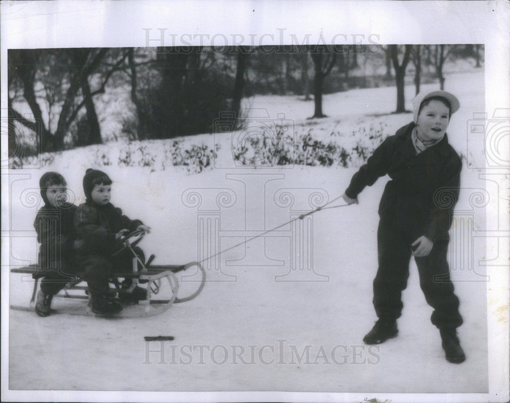 1955 Press Photo Ingrid Bergman &amp; Roberto Rosselini&#39;s 3 kids in Sweden - Historic Images