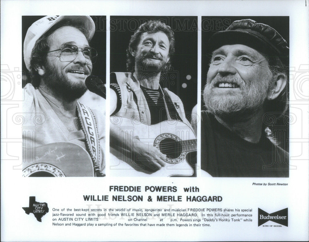 Undated Press Photo Freddie Powers with Willie Nelson &amp; Merle Harrard - Historic Images