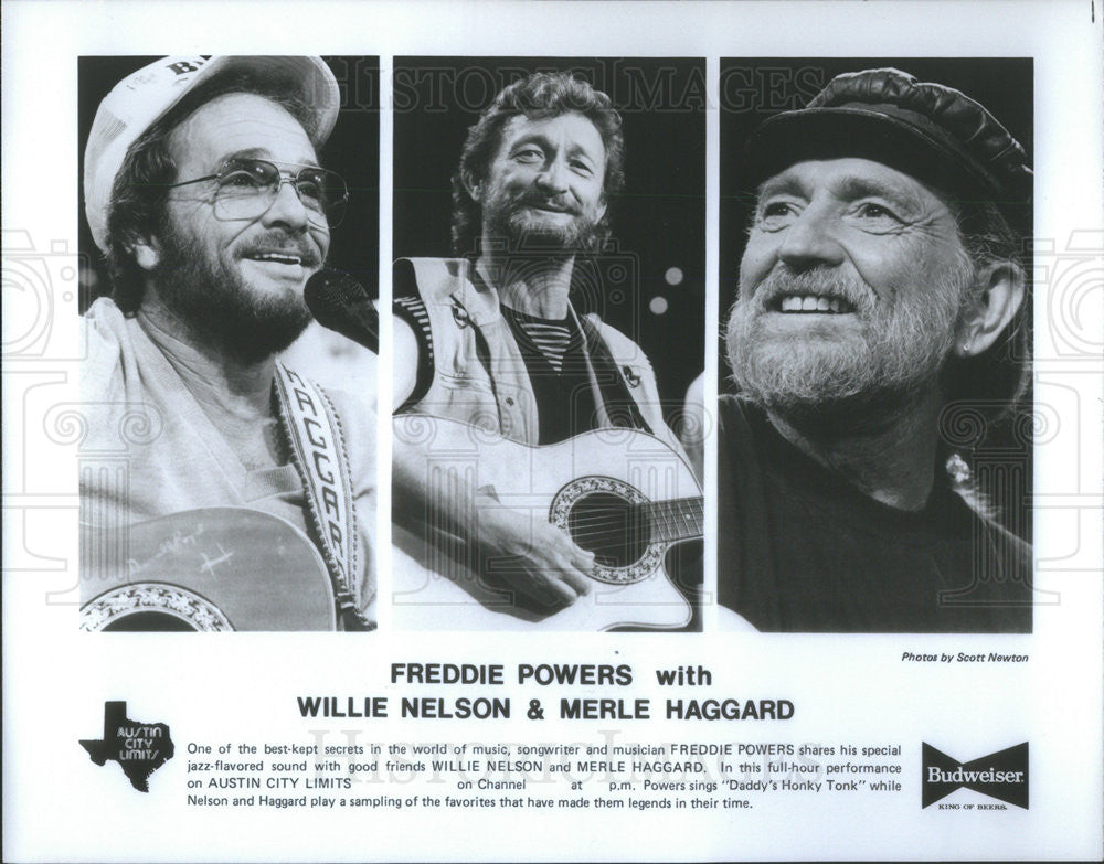 Undated Press Photo Freddie Powers with Willie Nelson & Merle Harrard - Historic Images
