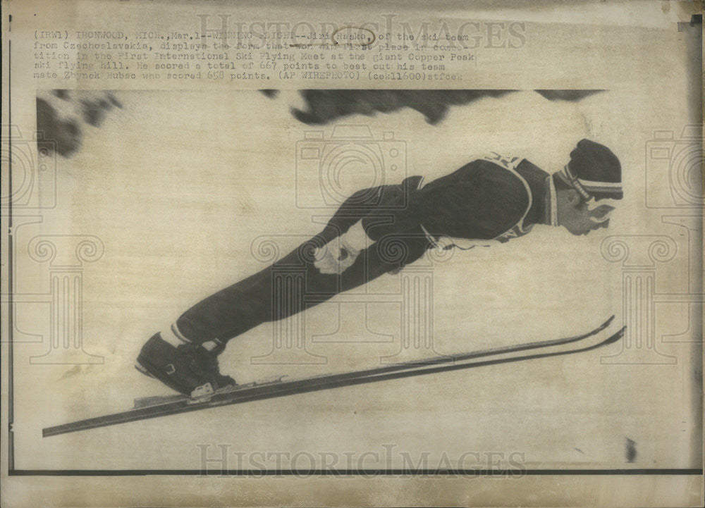 Undated Press Photo Czechoslovakia Skier Jiri Raska First International Ski Flying Meet - Historic Images