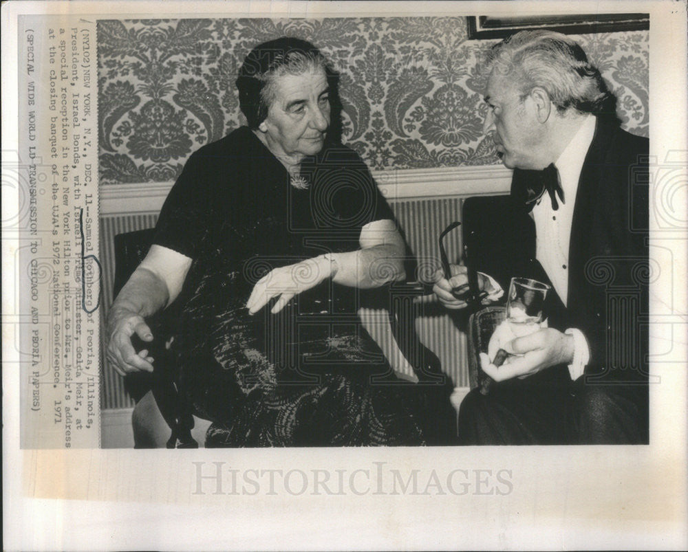 1971 Press Photo Samuel Rothberg and Israeli PM Golda Meir - Historic Images