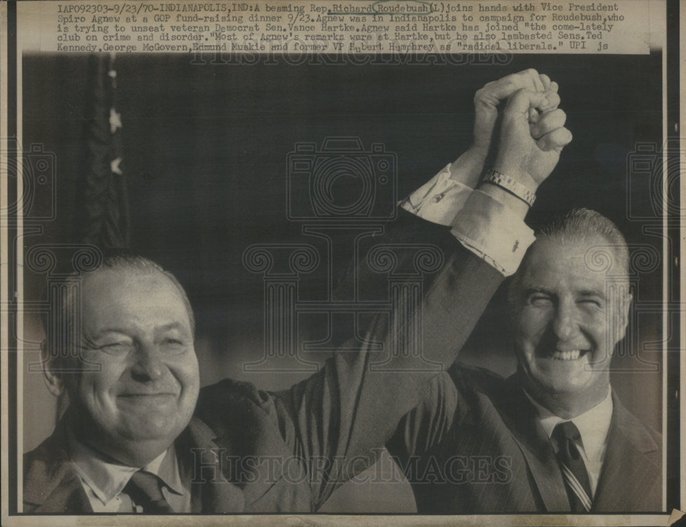 1970 Press Photo Rep. Richard Roudebush Spiro Agnew GOP Fundraiser Dinner - Historic Images