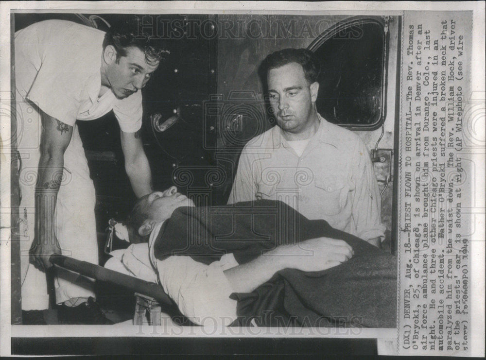 1949 Press Photo Reverend Thomas O&#39;Brycki Chicago Automobile Accident - Historic Images