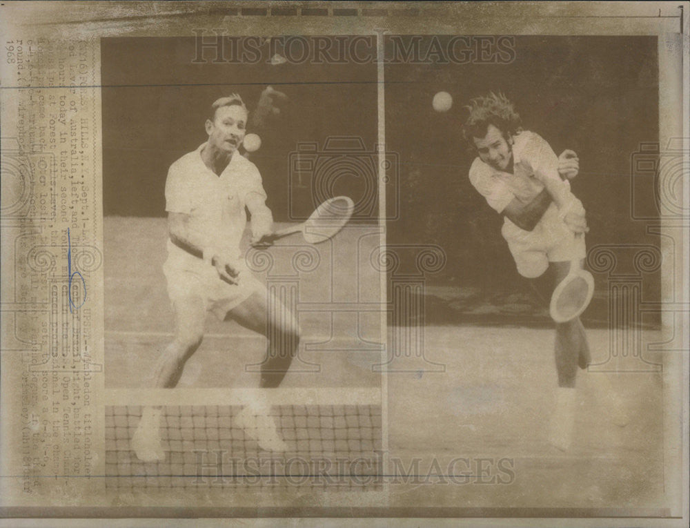 1968 Press Photo Rod Laver Australia Thomas Koch Brazil U.S. Open Tennis Tourn. - Historic Images