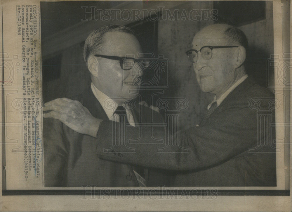 1968 Press Photo Kenneth Ogilvie Son Richard Ogilvie Illinois Governor Elect - Historic Images