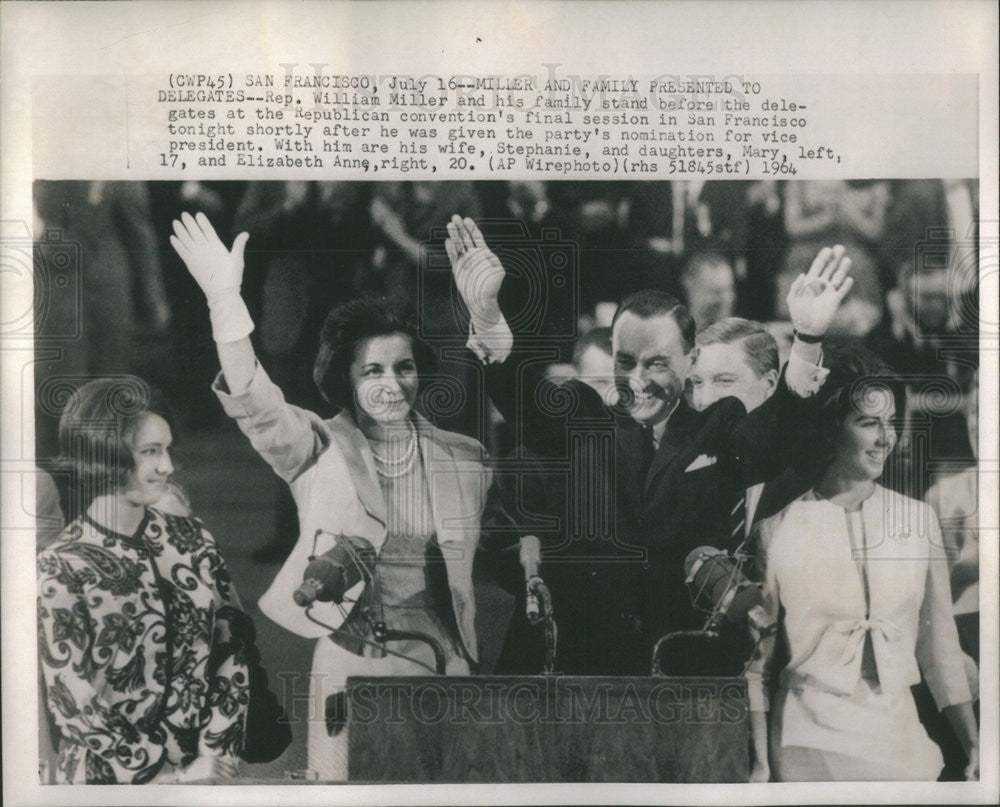 1964 Press Photo Rep. William Miller Family Delegates Republican Convention - Historic Images