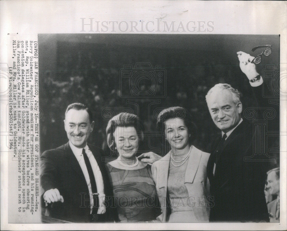 1964 Press Photo GOP Goldwater/Miller With Wives After Acceptance Speech - Historic Images