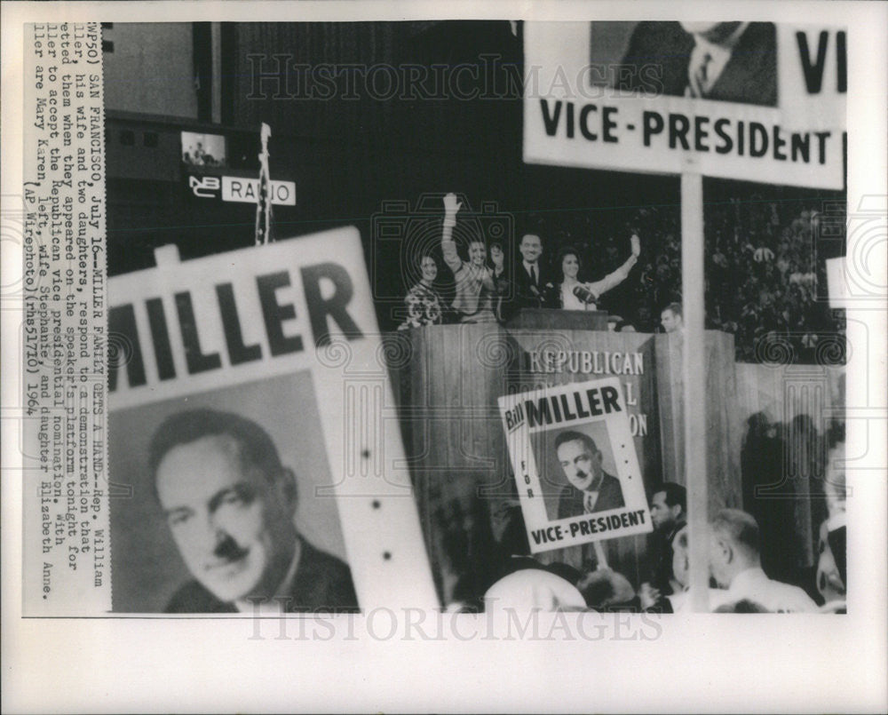 1964 Press Photo Rep. William Miller, his wife and two daughters - Historic Images