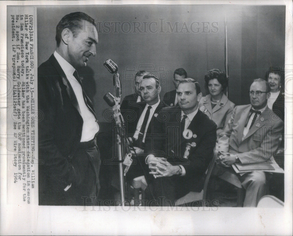 1964 Press Photo Rep. William Miller of New York talks to Washington delegation - Historic Images