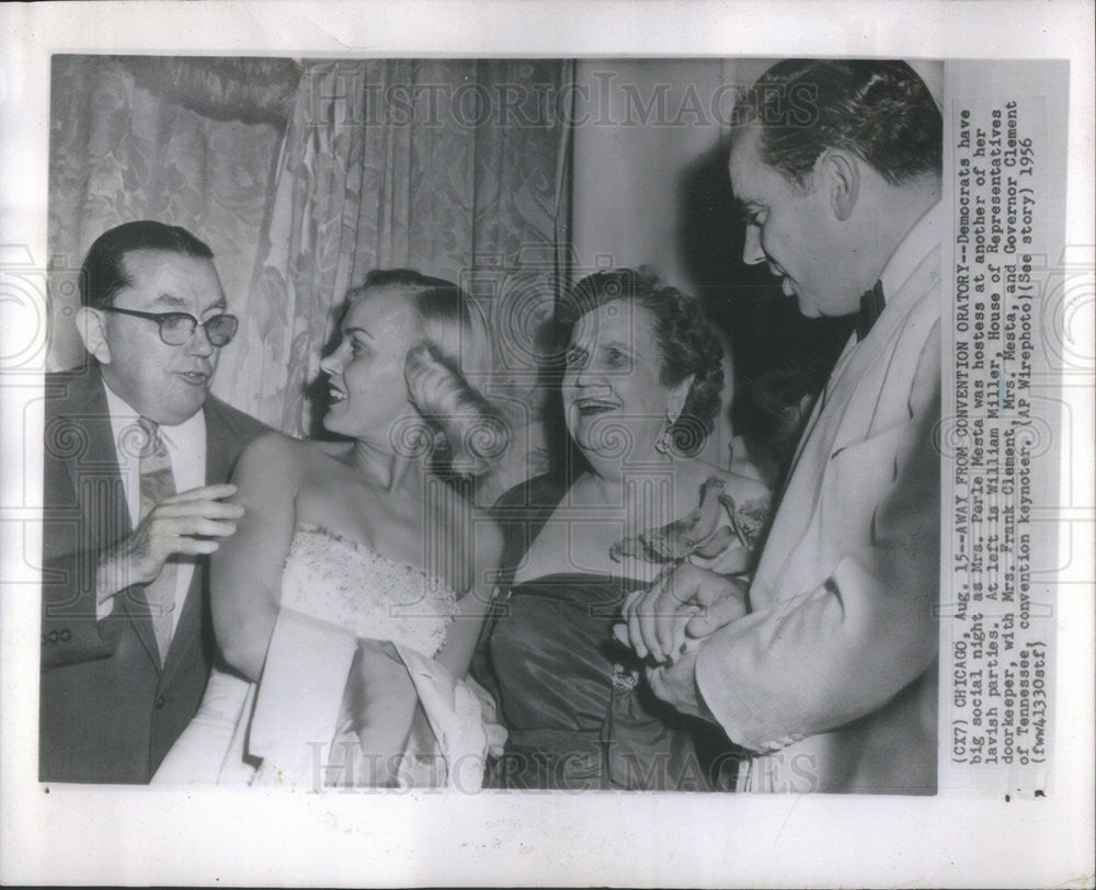 1956 Press Photo Democrat Party Mrs Perle Mesta, Mrs Frank Clement, Gov Clement - Historic Images