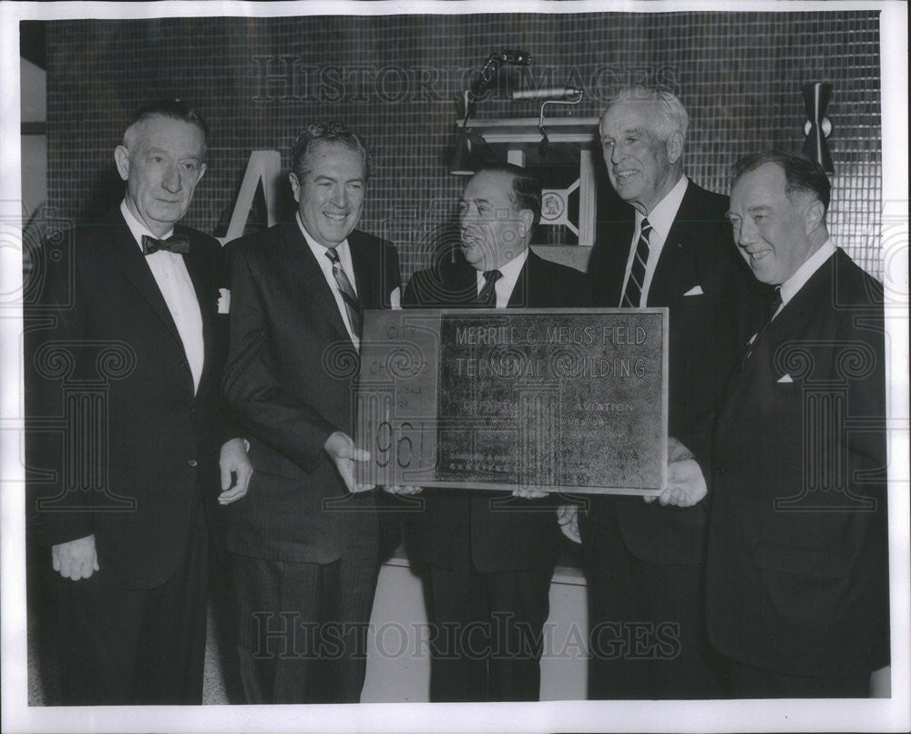 1961 Press Photo W. O&#39;Brien, Alderman J. Egan, Mayor Daley, M. Meigs - Historic Images