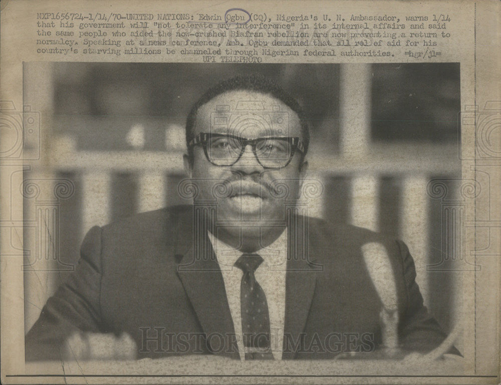 1970 Press Photo Edwin Ogbu Nigeria&#39;s UN Ambassador - Historic Images