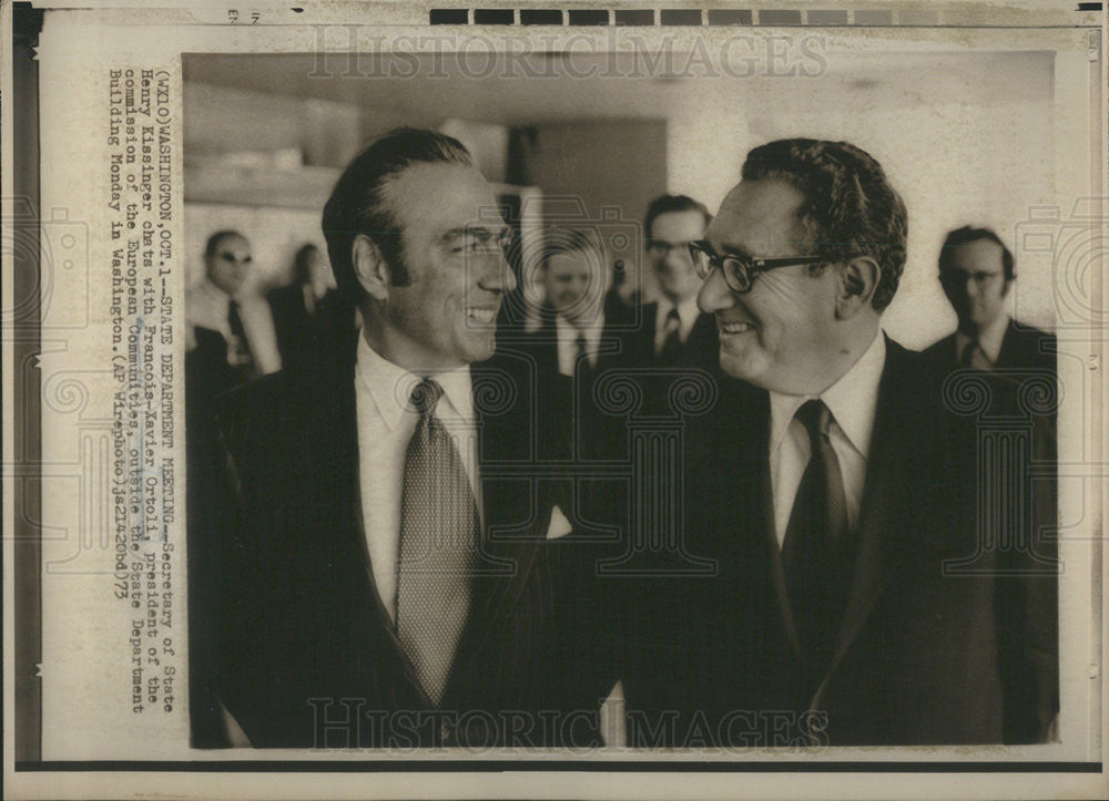 1973 Press Photo Henry Kissinger/US Secretary State/Francois Xavier Ortoli - Historic Images