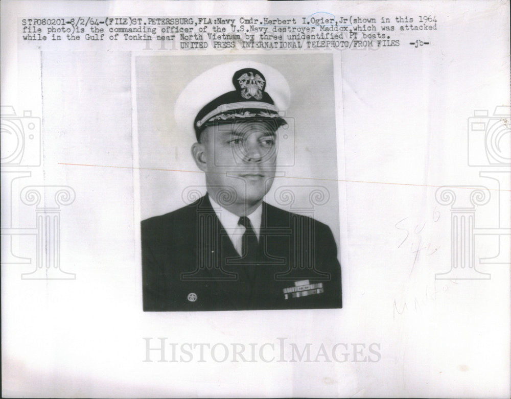 1964 Press Photo Navy Commander Herbert Ogier Jr - Historic Images