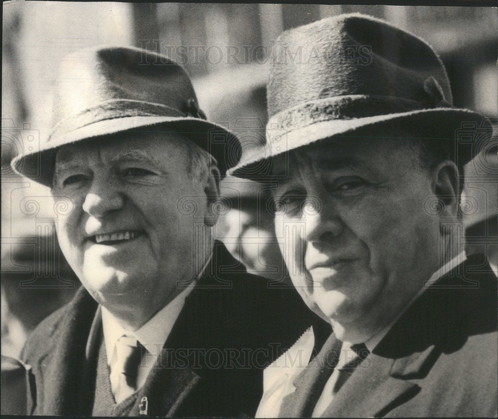 1967 Press Photo St. Patrick&#39;s Day Parade Actor Pat O&#39;Brien Mayor Richard Daley - Historic Images