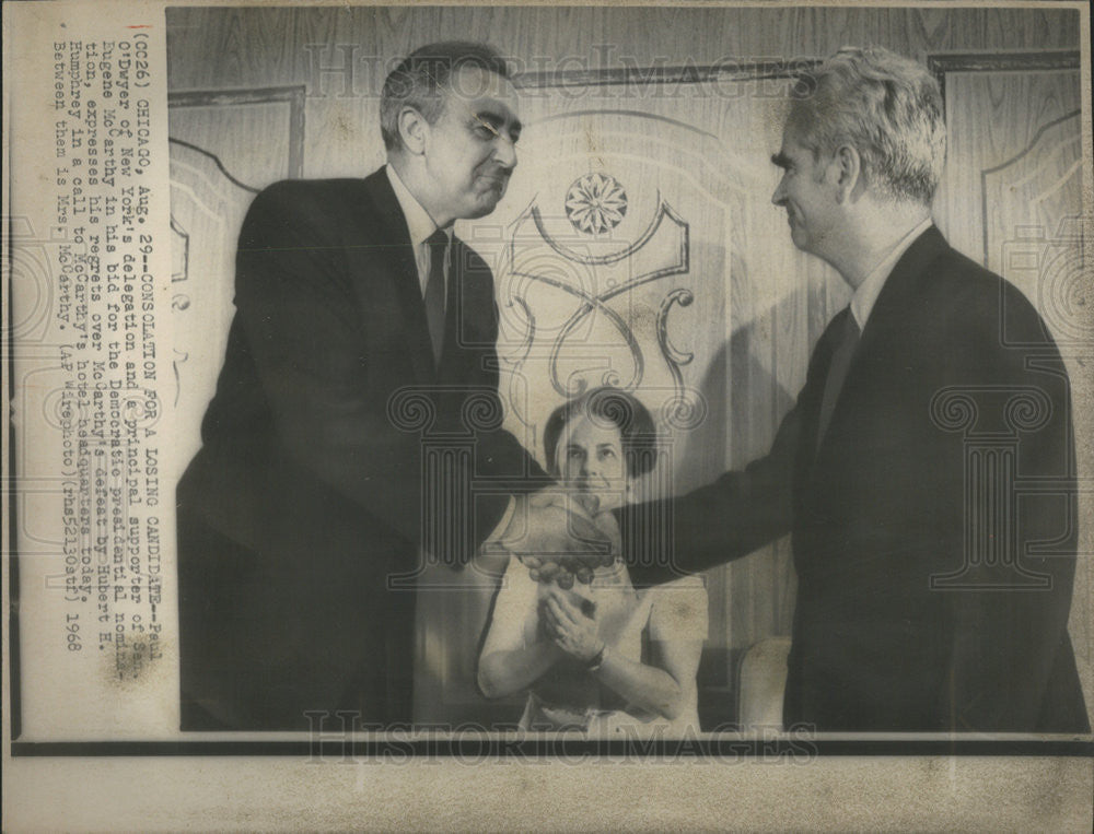 1968 Press Photo Paul O&#39;Dwyer/Eugene McCarthy/Mrs. McCarthy - Historic Images