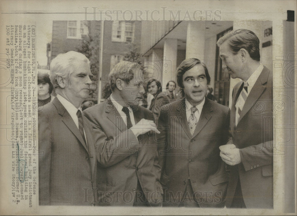 1971 Press Photo four defense attorneys Paul O&#39;Dwyer bomb-kidnap plot Harrisburg - Historic Images
