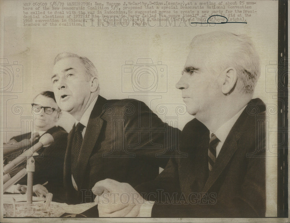 1970 Press Photo Paul O&#39;Dwyer Sen. Eugene McCarthy New Democratic Coalition - Historic Images