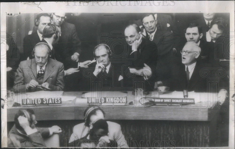 1952 Press Photo Soviet Prime Minister Andrei Vishinsky Sec. State Dean Acheson - Historic Images