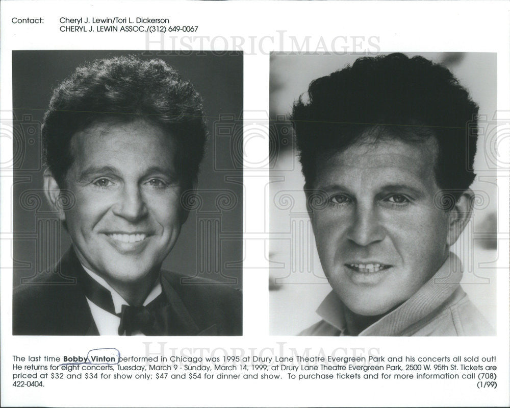 Press Photo Bobby Vinton - Historic Images