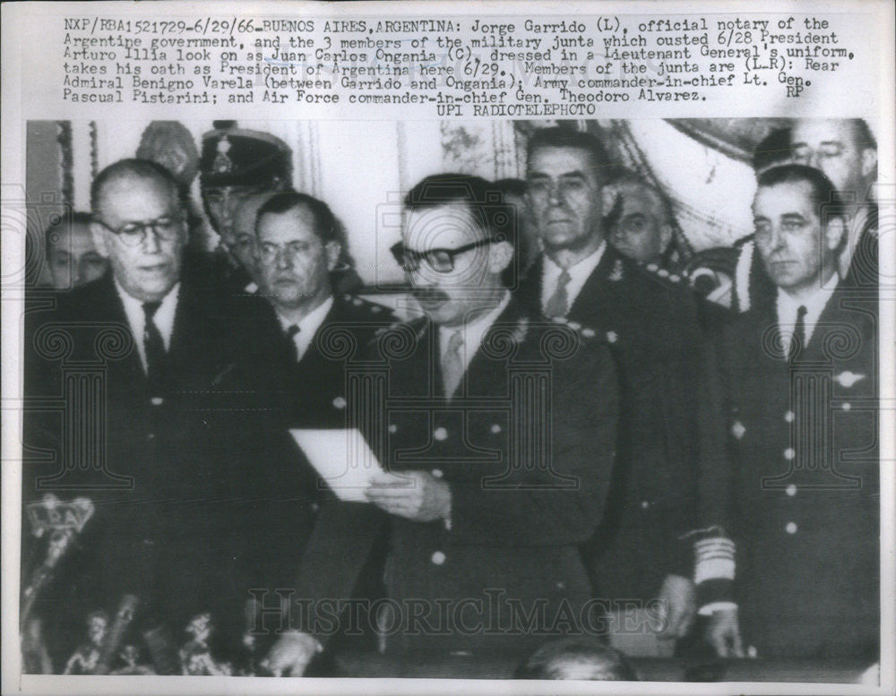 1966 Press Photo Jorge Garrido, Rear Admiral Benigno Varela,Pascual Pistarini, - Historic Images