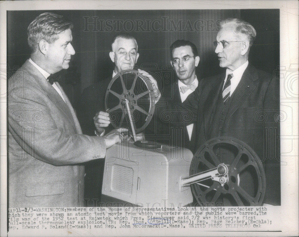 1954 Press Photo Rep. Thomas O&#39;Neill Page Belcher Edward Boland John McCormack - Historic Images