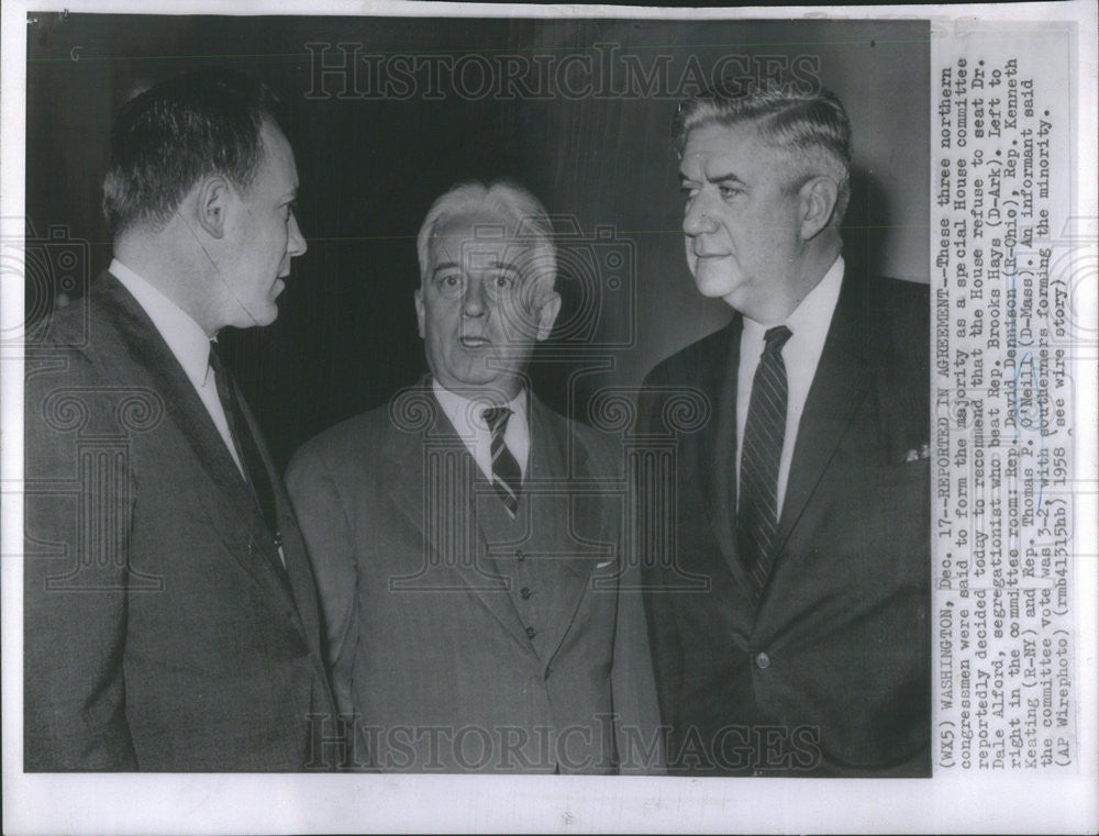 1958 Press Photo congressmen opposed to Dr. Dale Alford getting House seat - Historic Images