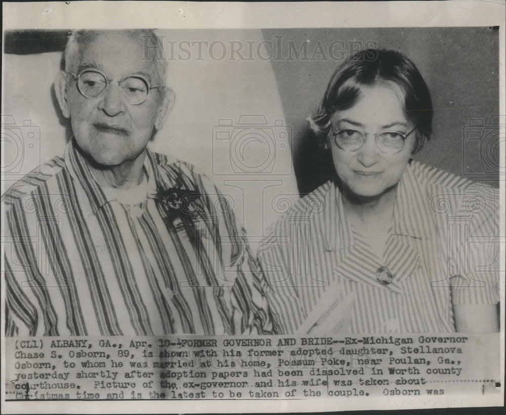 1949 Press Photo Ex Mich. Gov Chase Osborn 89 and foremer adopted daughter - Historic Images