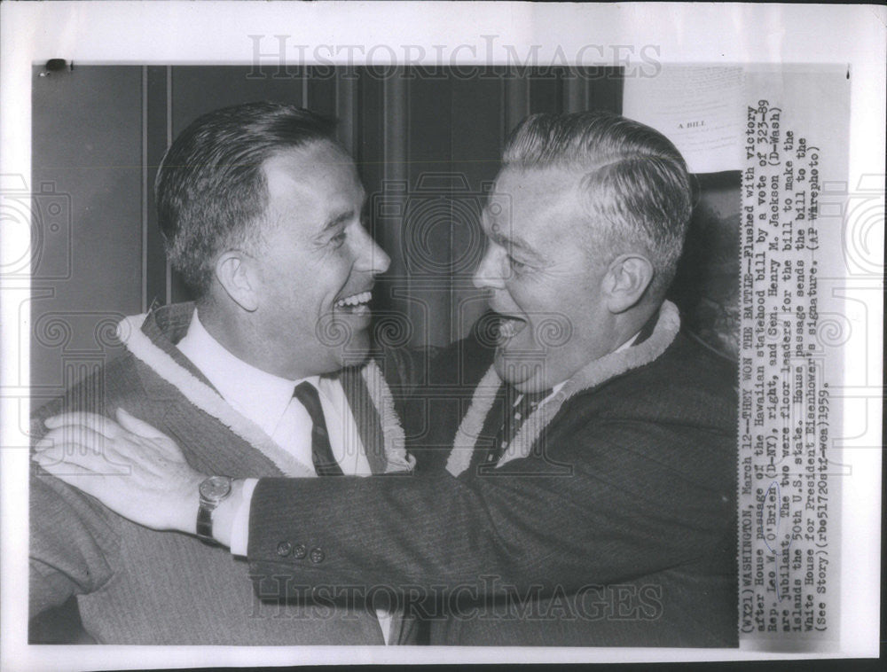 1959 Press Photo Rep. Lee W. O&#39;Brien and Sen Henry M. Jackson Hawaii Statehood - Historic Images