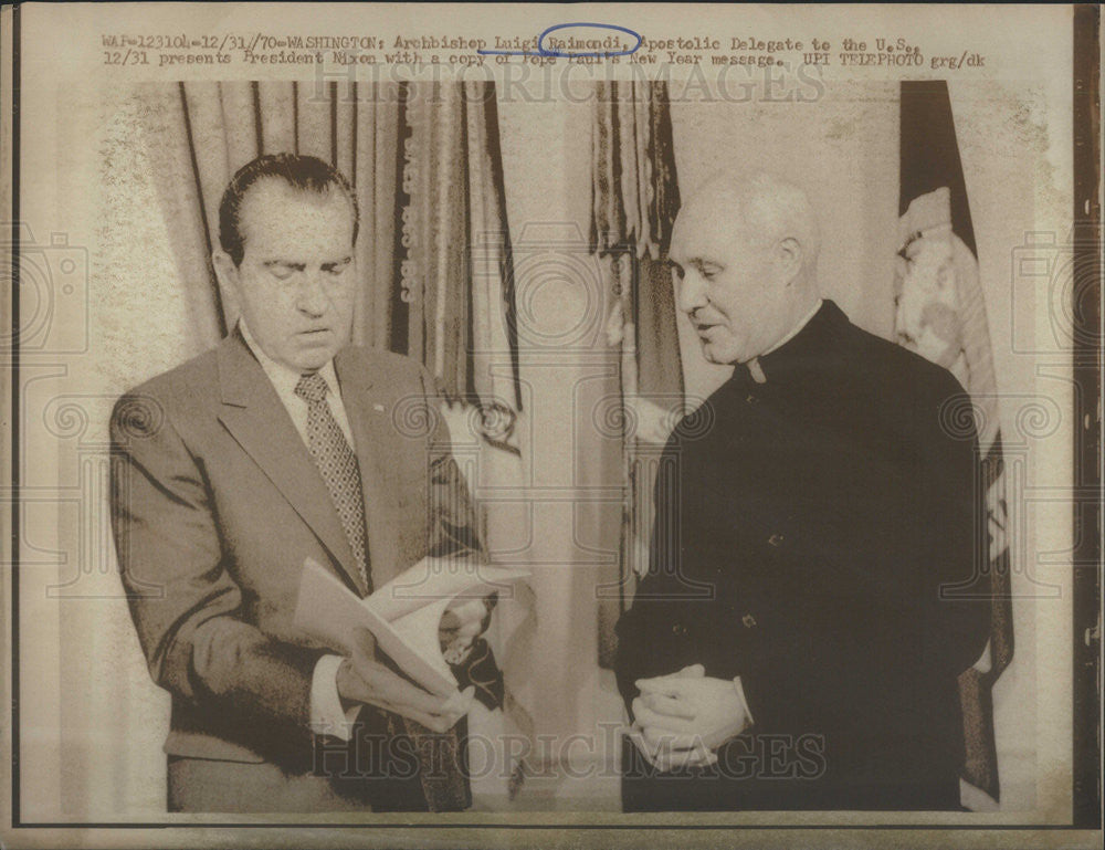 1970 Press Photo Archbishop Luiti Raisondi Delegate U.S. President Nixon Pope - Historic Images