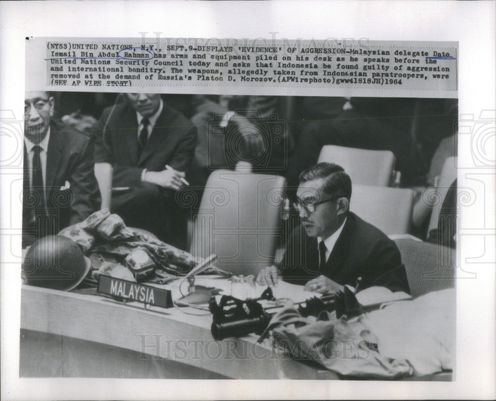 1964 Press Photo Dato Ismail Bin Abdul Rahman United Nations Security Council - Historic Images