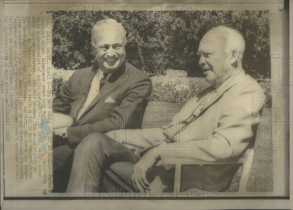 1968 Press Photo President Dwight Eisenhower, Max Rafferty - Historic Images