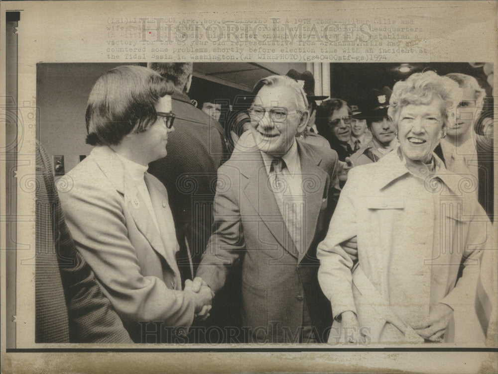 1974 Press Photo Representative Wilbur Mills &amp; Wife Polly Win - Historic Images