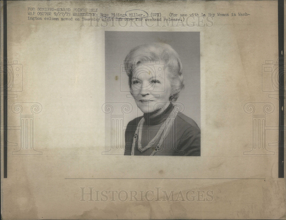 1973 Press Photo Hope Ridings Miller, Writer - Historic Images