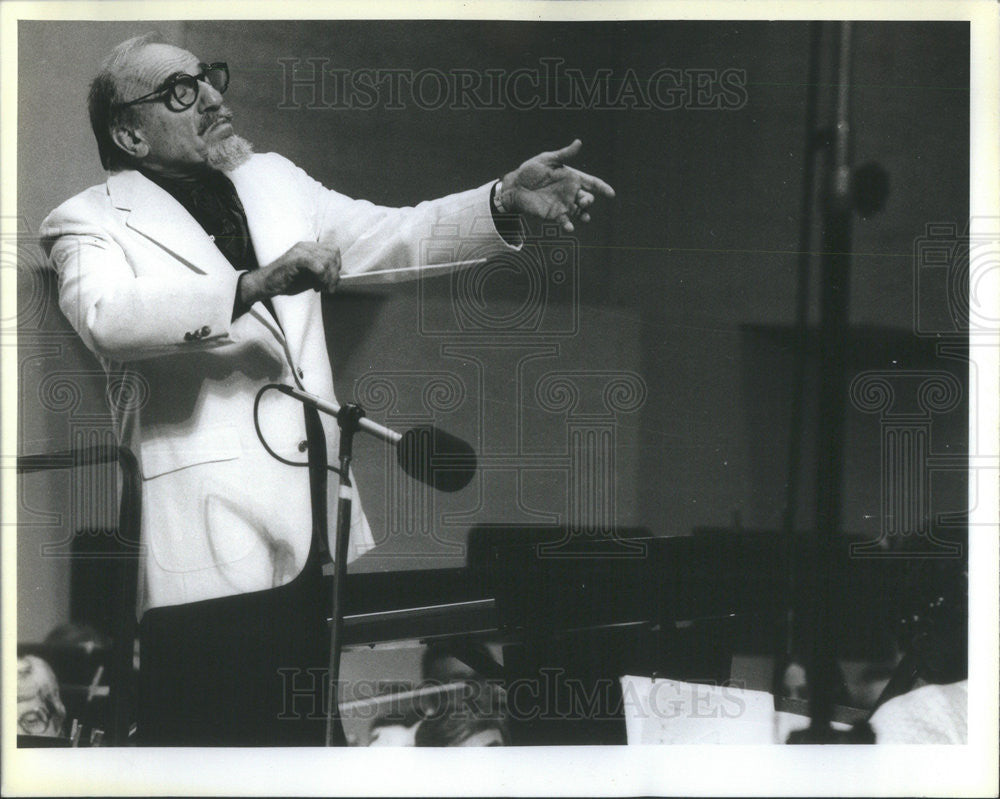 1984 Press Photo Mitch Miller Conductor Chicago Grant Park Symphony Orchestra - Historic Images