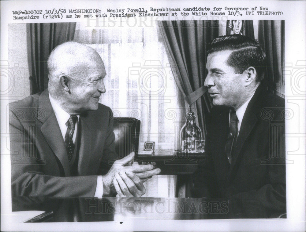 1958 Press Photo Wesley Powell American Republican Politician - Historic Images