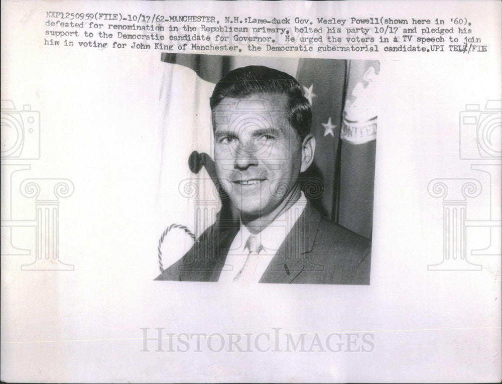 1962 Press Photo Wesley Powell American Republican Politician - Historic Images