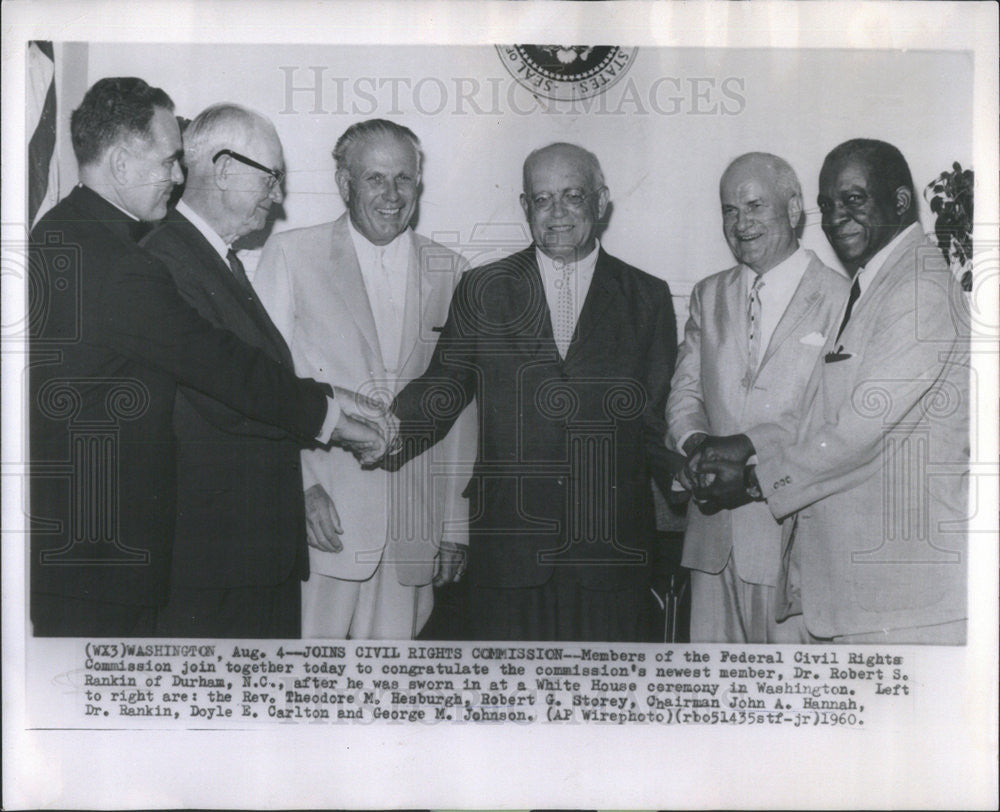 1960 Press Photo Federal Civil Rights Commission Dr. Robert S. Rankin Washington - Historic Images
