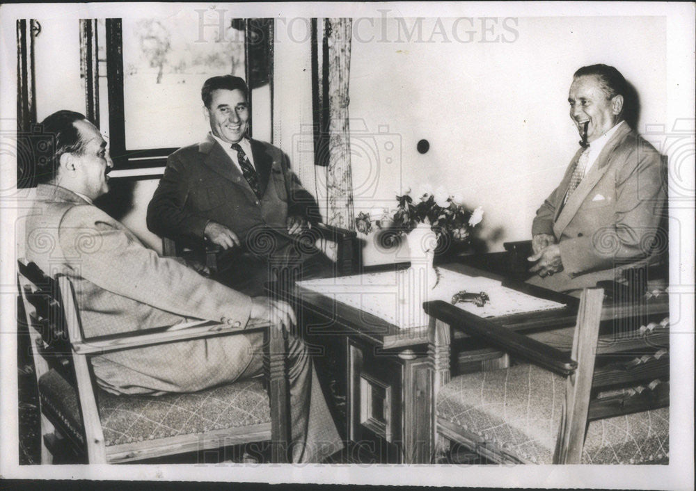 1955 Press Photo Yugoslavian President Tito, A. I. Mikoyan &amp; Alexander Rankovic - Historic Images