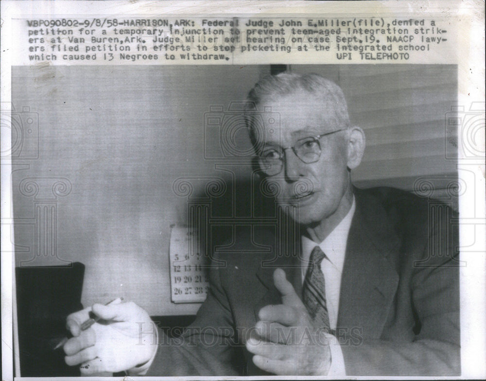 1958 Press Photo Judge John E. Miller Denies N.A.A.C.P. Petition - Historic Images