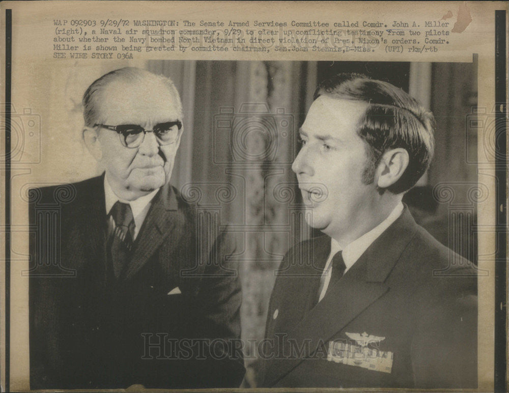 1972 Press Photo John Miller United States Naval Air Squadron Commander - Historic Images