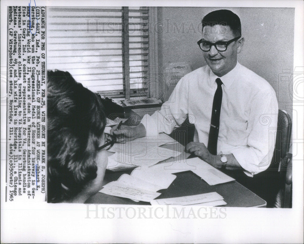 1965 Press Photo Robert E. Gerstung Congressional Medal Honor Bravery Germany - Historic Images