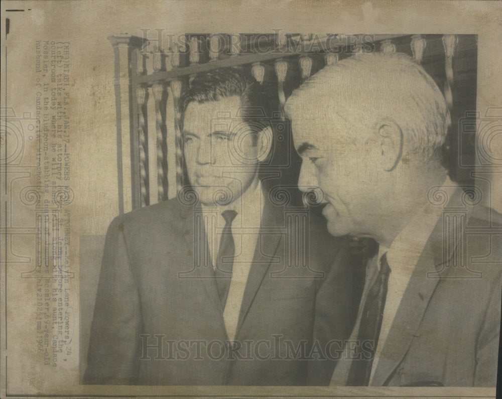 1966 Press Photo Melvin Lane Powers Attorney Harvey St. Jeans Trial Mossler - Historic Images