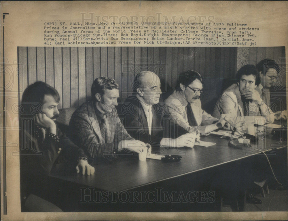 1973 Press Photo Pulitzer Winners Ron Powers Bob Boyd George Bliss Paul Williams - Historic Images