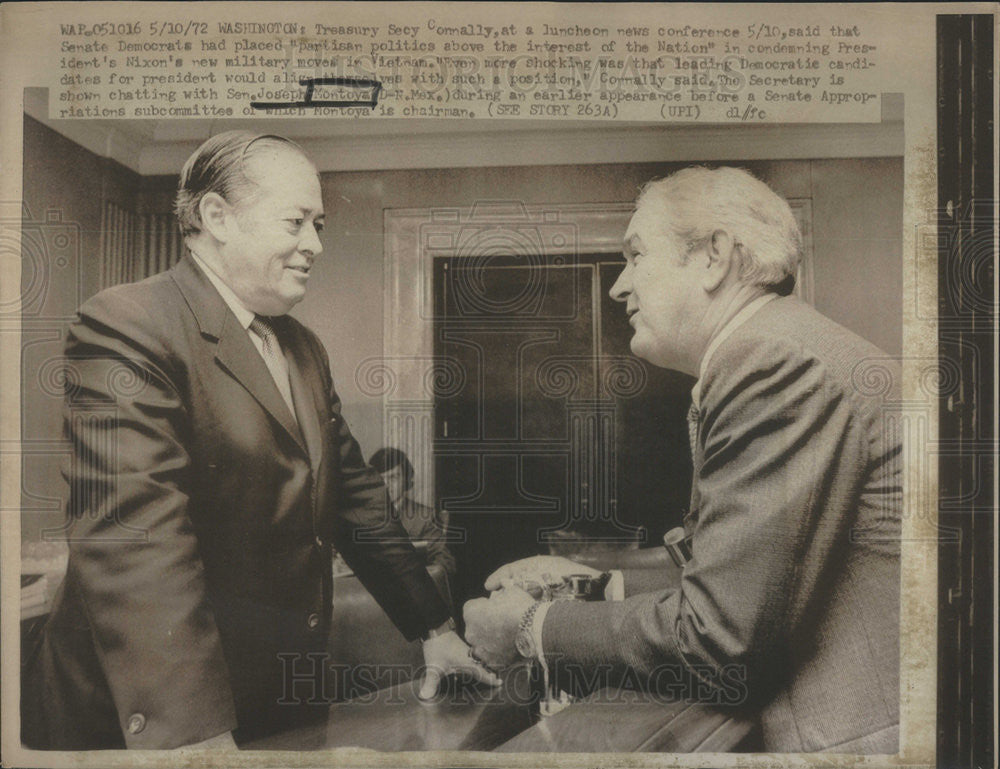 1972 Press Photo Treasury Secretary Connally Speaking Joseph Montoya - Historic Images