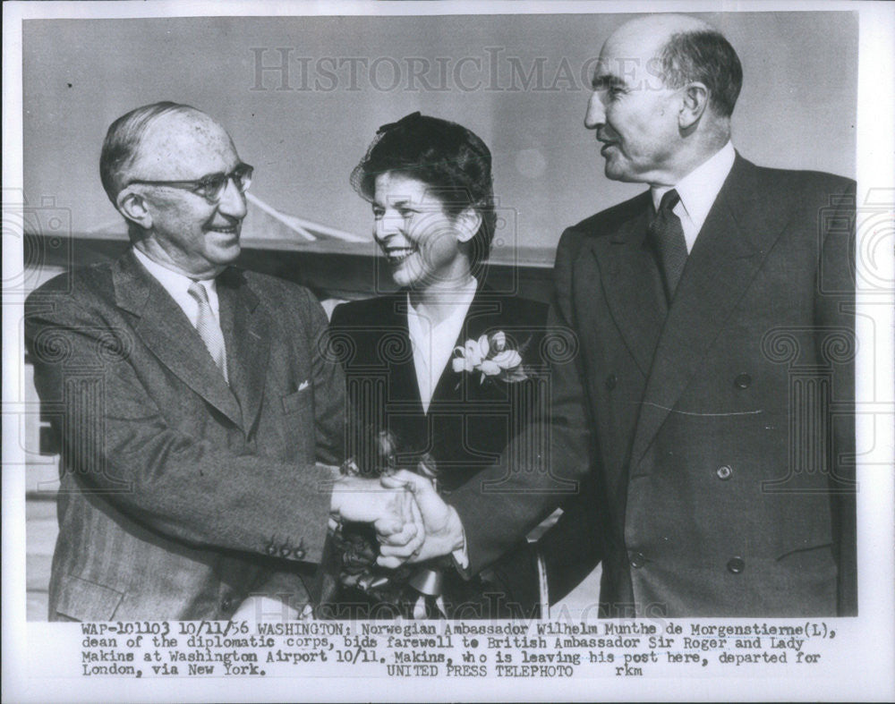 1956 Press Photo Norwegian Ambassador Wilhelm Munthe de Morgenstierne - Historic Images